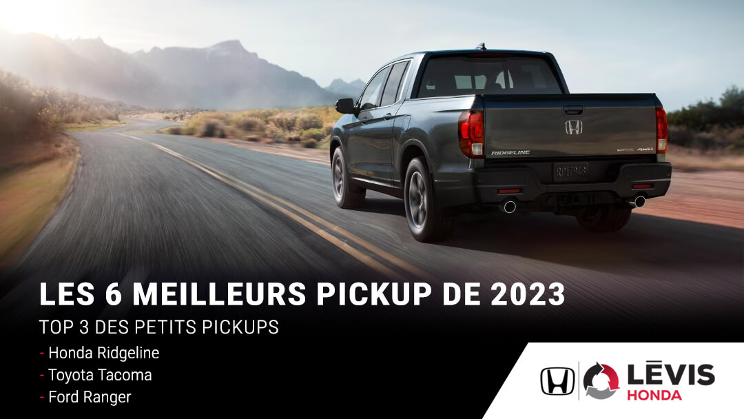 Vue 3/4 arrière du Honda Ridgeline 2023 roulant sur une route.